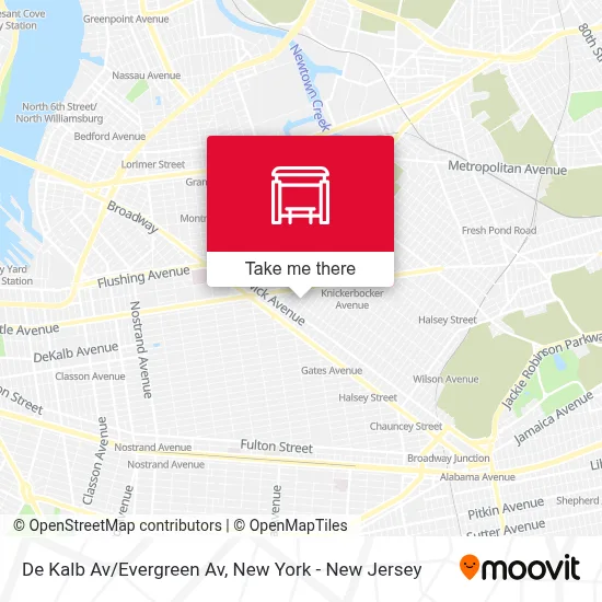 De Kalb Av/Evergreen Av map