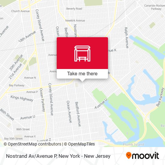 Nostrand Av/Avenue P map