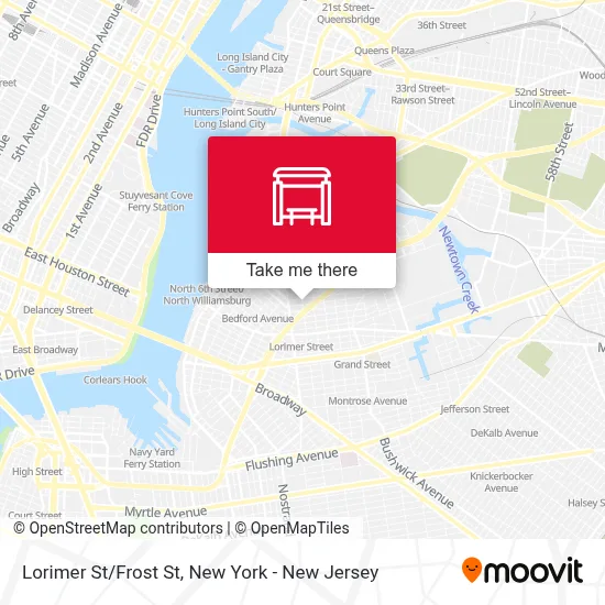 Lorimer St/Frost St map