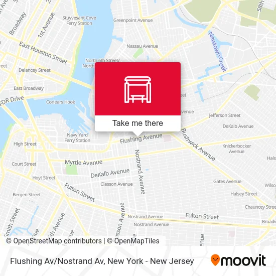 Flushing Av/Nostrand Av map