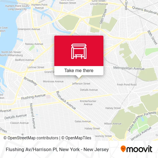 Flushing Av/Harrison Pl map