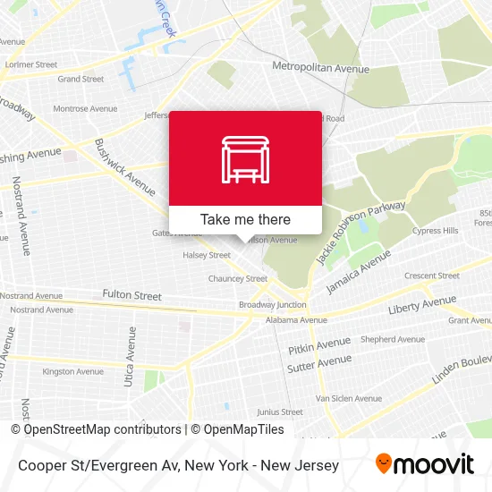 Cooper St/Evergreen Av map