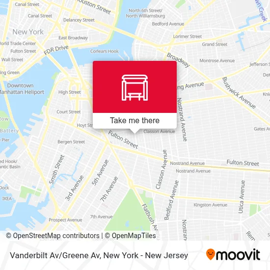 Vanderbilt Av/Greene Av map