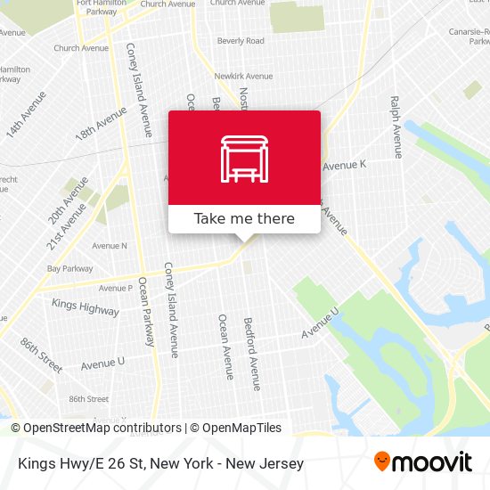 Kings Hwy/E 26 St map