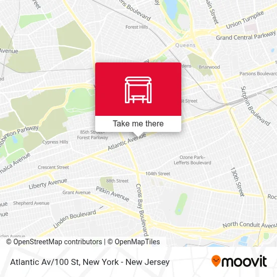 Atlantic Av/100 St map