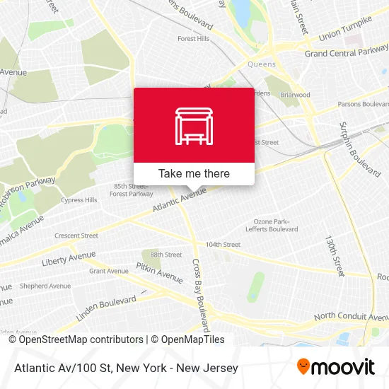 Atlantic Av/100 St map