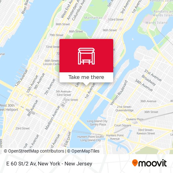 E 60 St/2 Av map