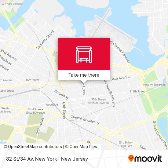 82 St/34 Av map