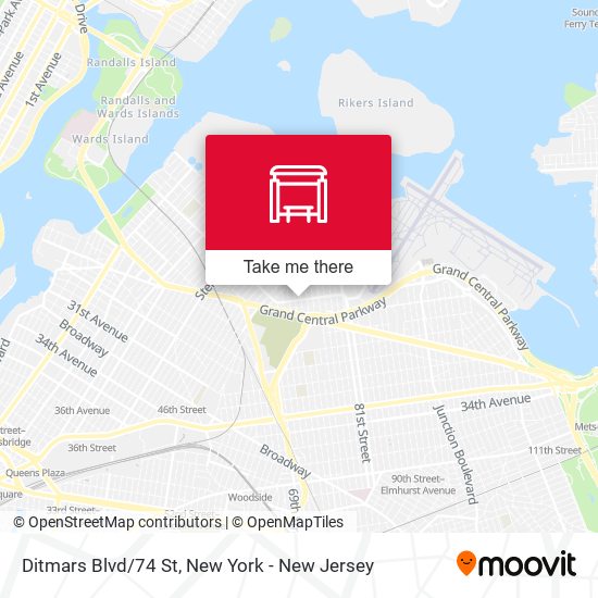 Mapa de Ditmars Blvd/74 St
