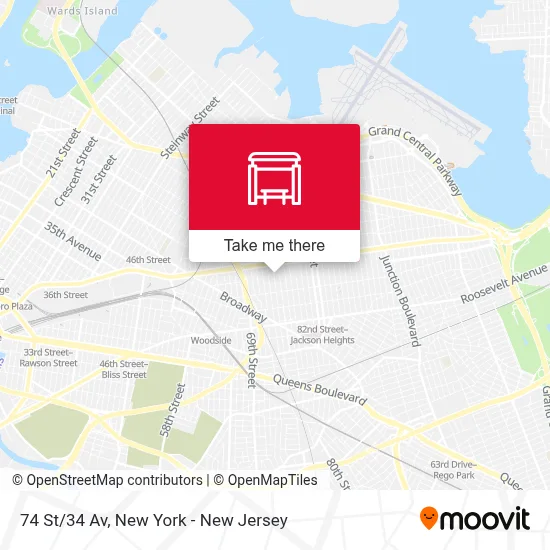 74 St/34 Av map