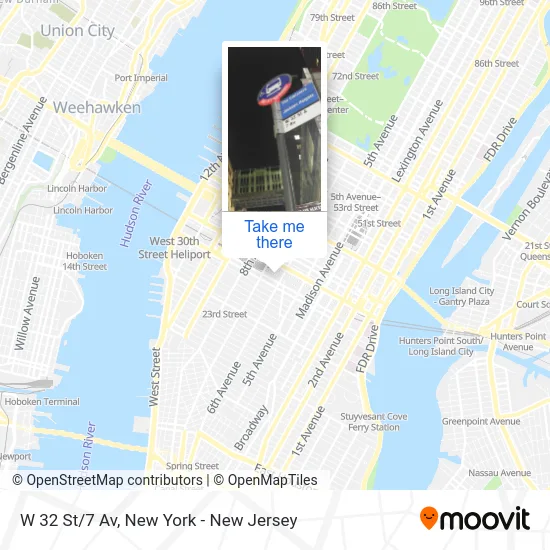 W 32 St/7 Av map