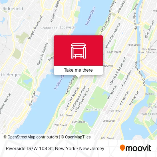 Riverside Dr/W 108 St map