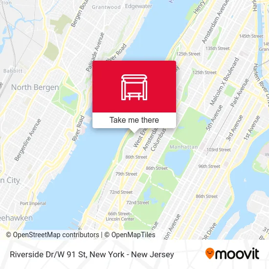Riverside Dr/W 91 St map