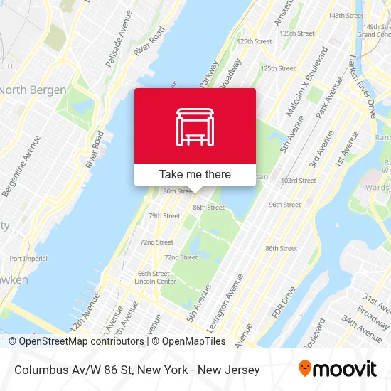 Columbus Av/W 86 St map
