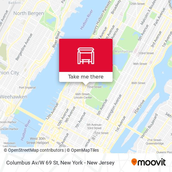 Columbus Av/W 69 St map