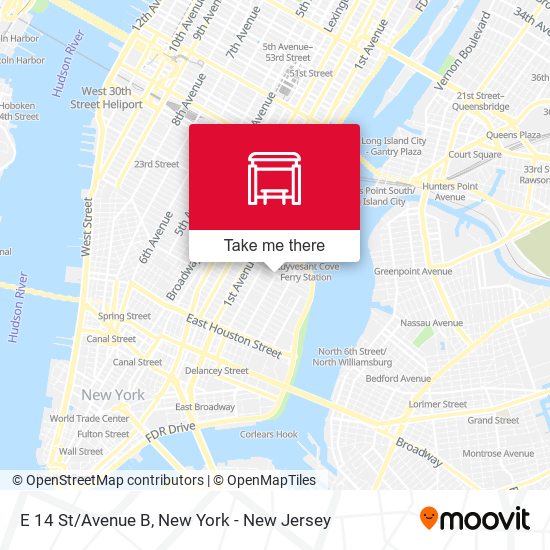 E 14 St/Avenue B map