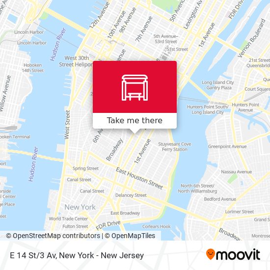 E 14 St/3 Av map