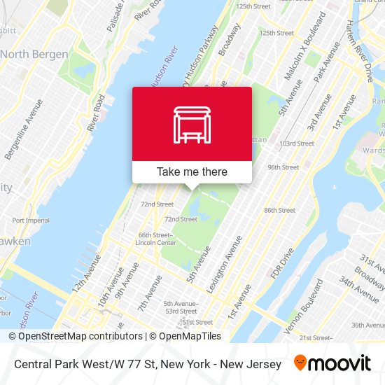 Central Park West/W 77 St map