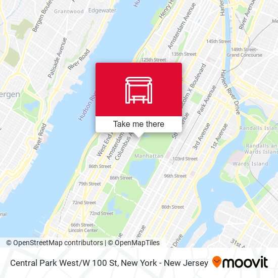 Central Park West/W 100 St map