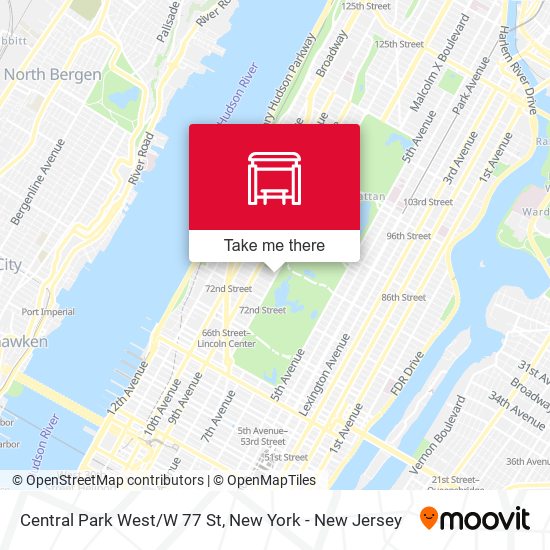 Central Park West/W 77 St map