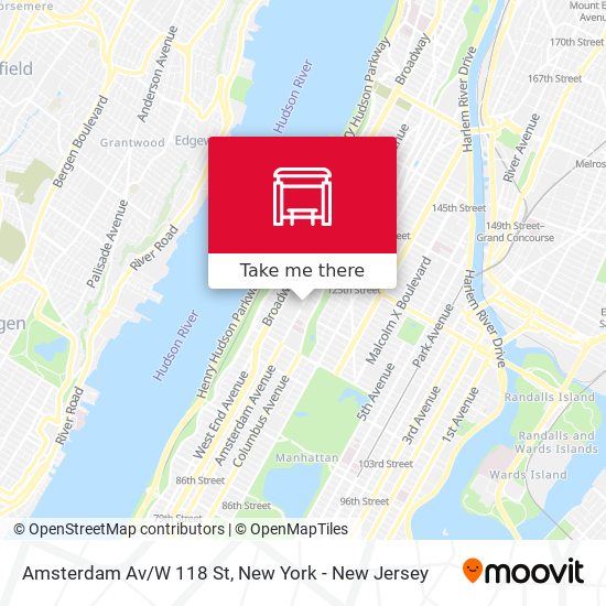 Amsterdam Av/W 118 St map