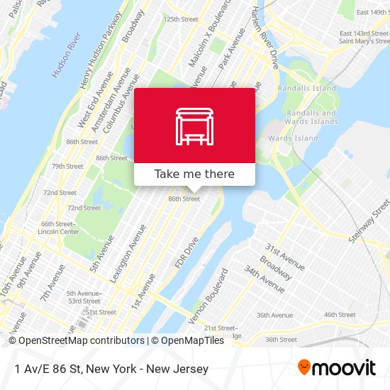 1 Av/E 86 St map
