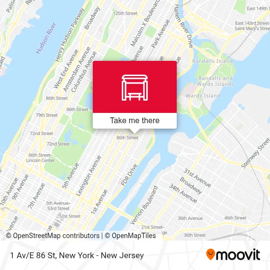 1 Av/E 86 St map