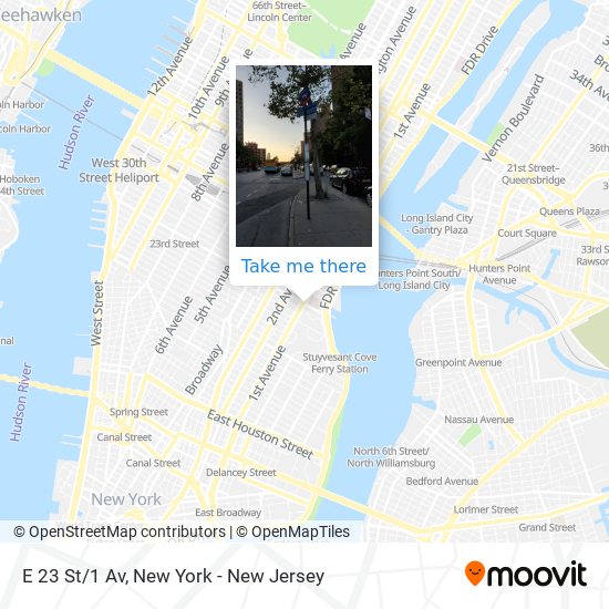 E 23 St/1 Av map