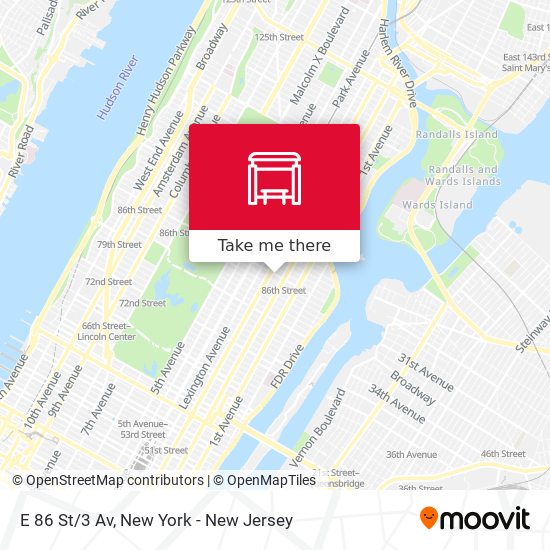 E 86 St/3 Av map