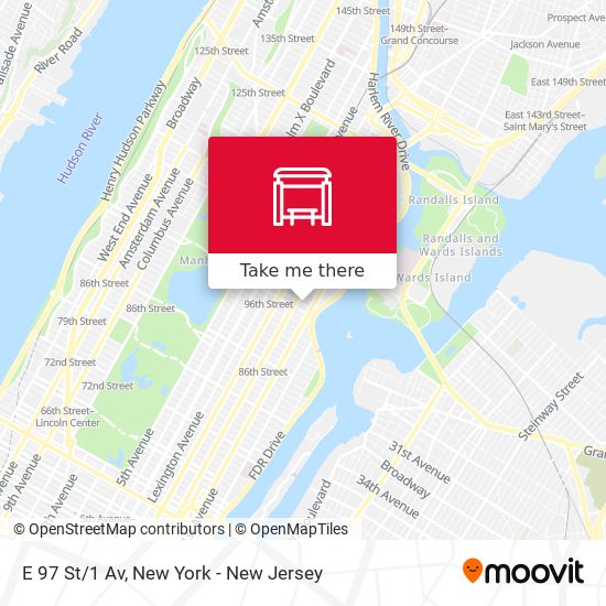 E 97 St/1 Av map