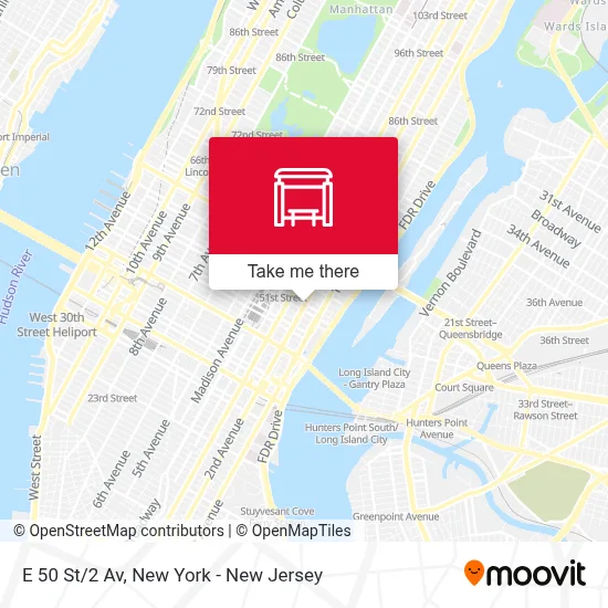 E 50 St/2 Av map