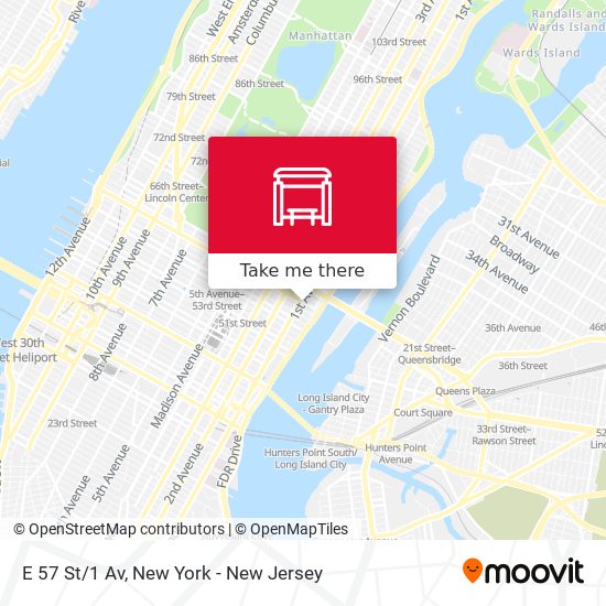 E 57 St/1 Av map
