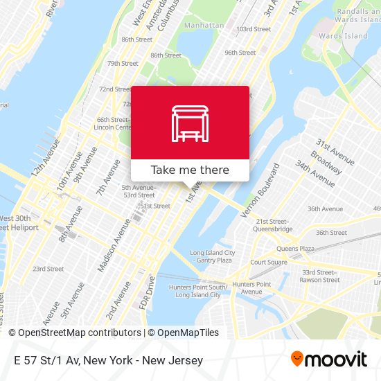 E 57 St/1 Av map