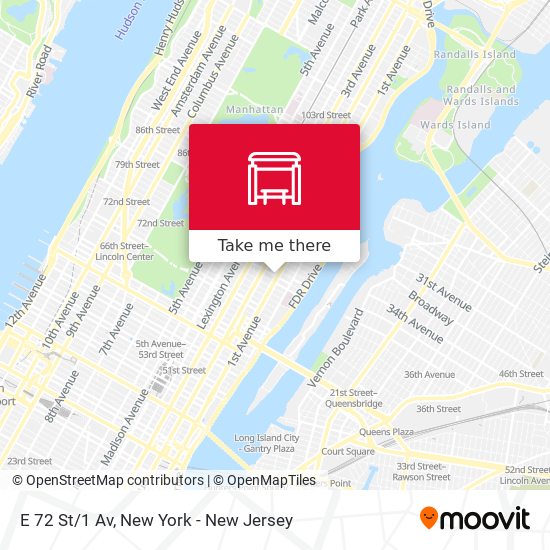 E 72 St/1 Av map