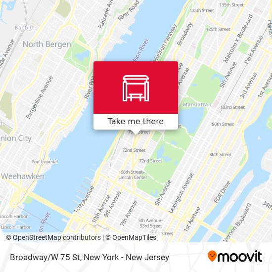 Broadway/W 75 St map