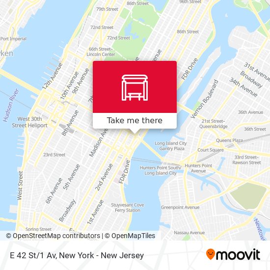 E 42 St/1 Av map