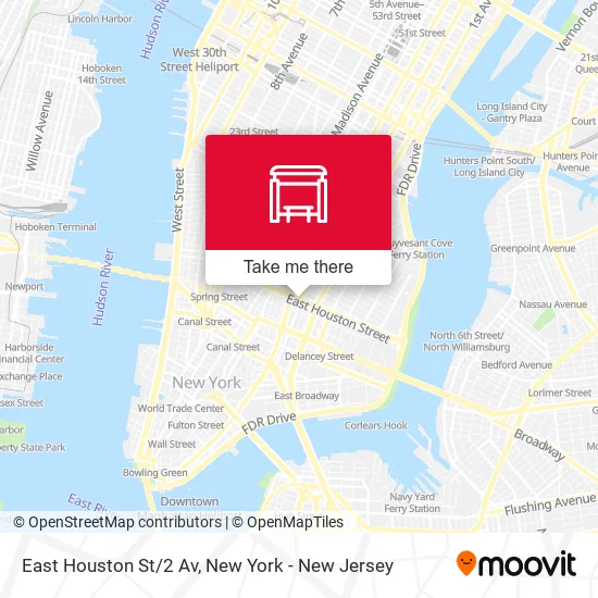East Houston St/2 Av map