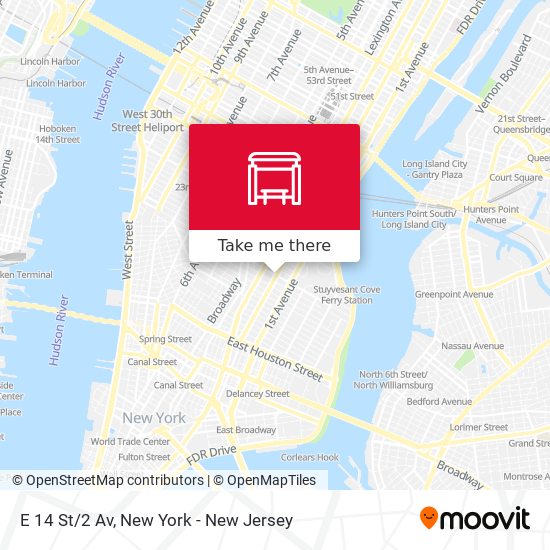 E 14 St/2 Av map