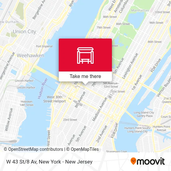 W 43 St/8 Av map