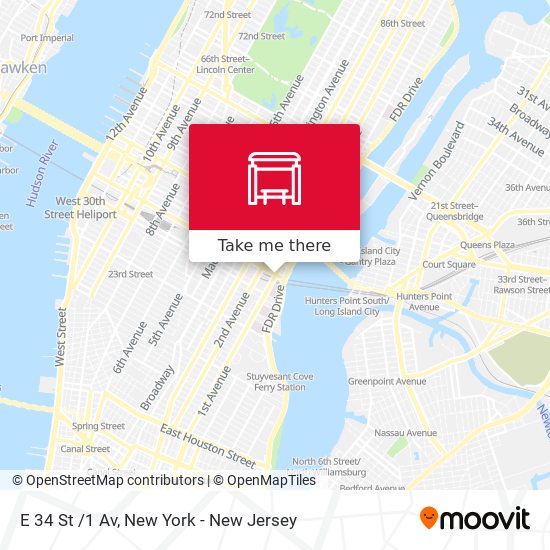 E 34 St /1 Av map