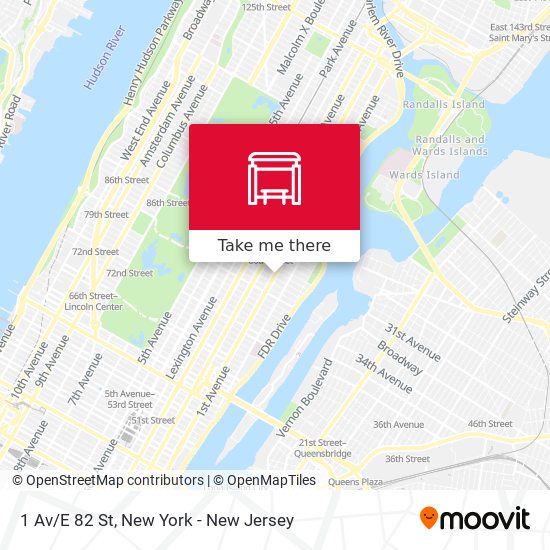 1 Av/E 82 St map