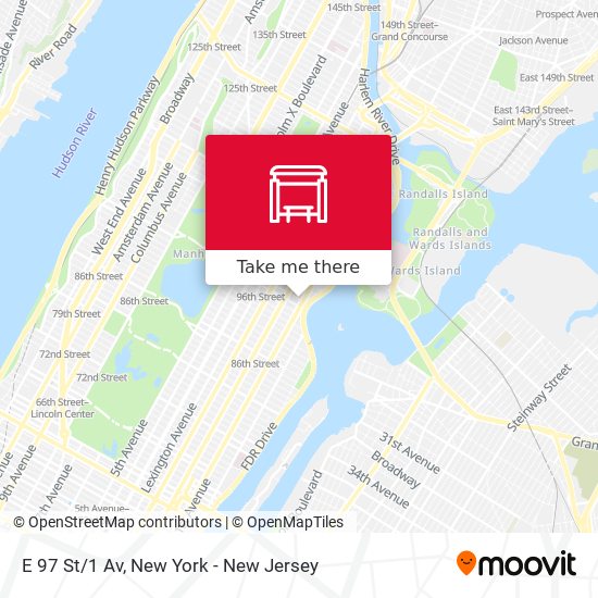 E 97 St/1 Av map