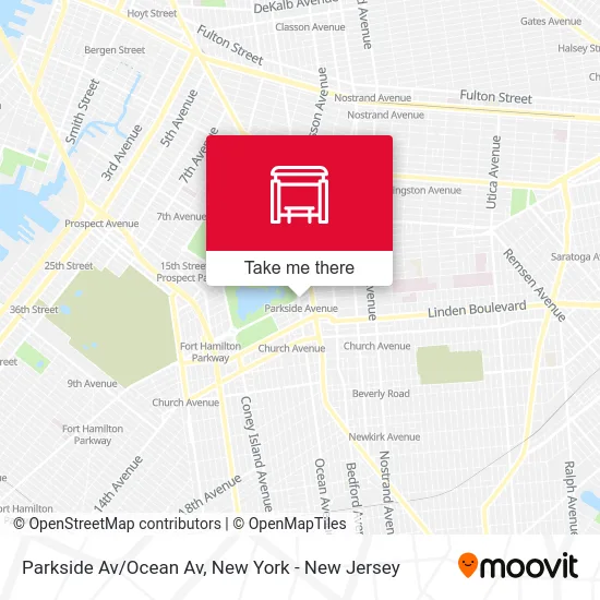 Parkside Av/Ocean Av map