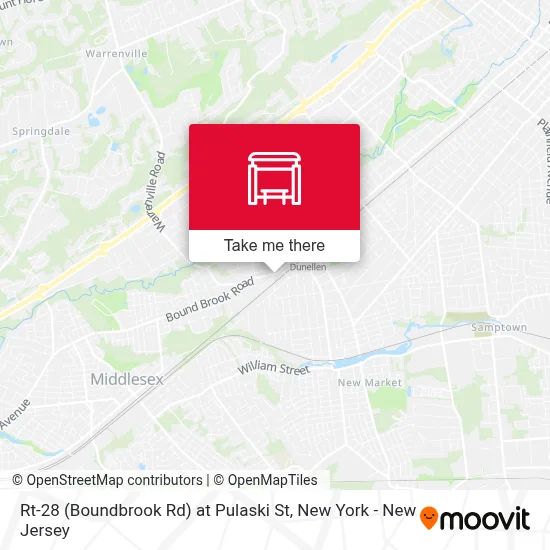 Rt-28 (Boundbrook Rd) at Pulaski St map