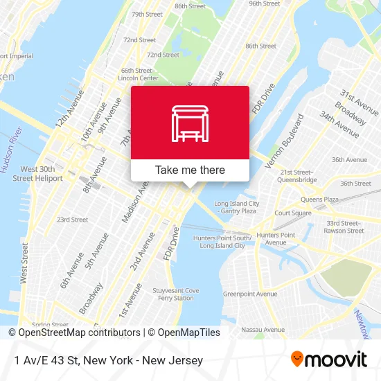 1 Av/E 43 St map
