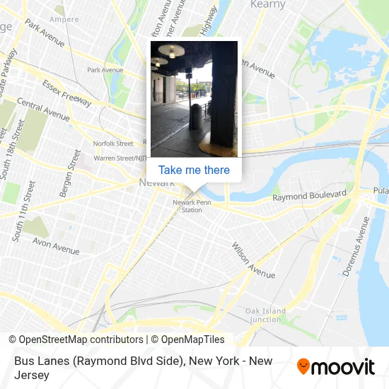 Bus Lanes (Raymond Blvd Side) map