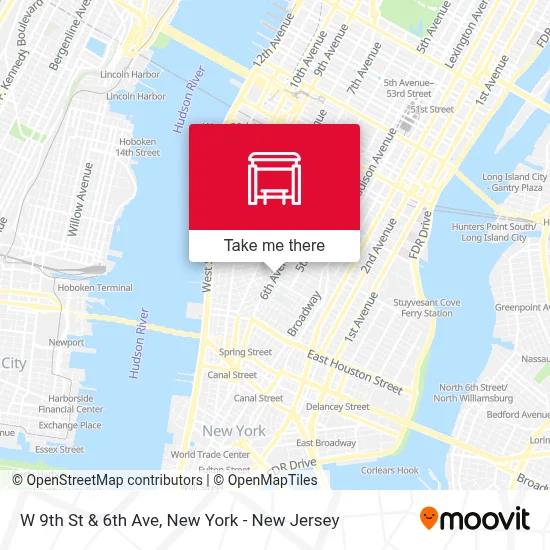 W 9th St & 6th Ave map