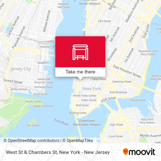West St & Chambers St map