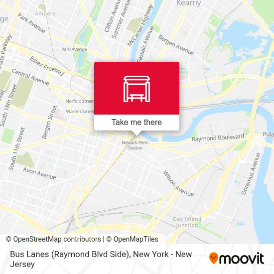 Bus Lanes (Raymond Blvd Side) map