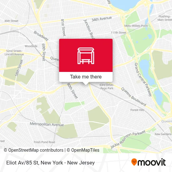 Eliot Av/85 St map